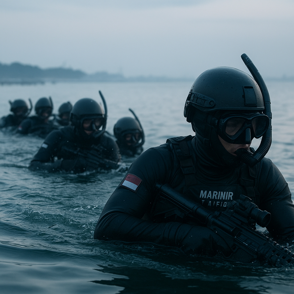 Aksi Pasukan Khusus Taifib Marinir Tembus Laut Ancol lewat Renang Tempur