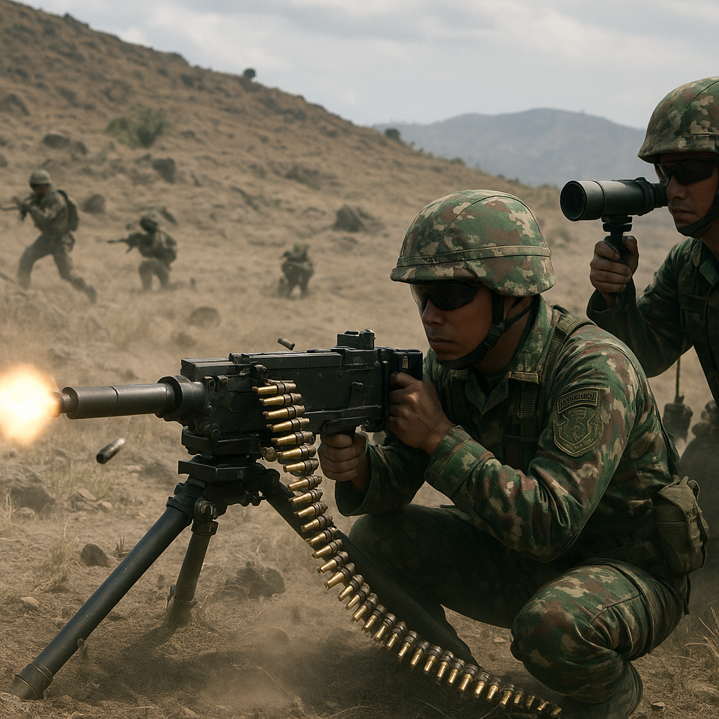 Latihan Tembak Senapan Mesin 12.7mm di Medan Berat oleh Batalyon Infanteri 123