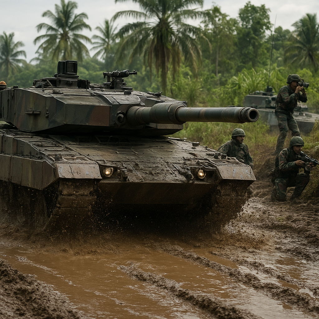 Batalyon Kavaleri 8/Noble Bulls Latihan Manuver Tank Leopard 2RI di Medan Berat