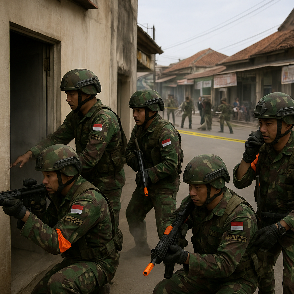 Simulasi Urban Warfare Batalyon Infantri 413/Bremoro di Mojokerto