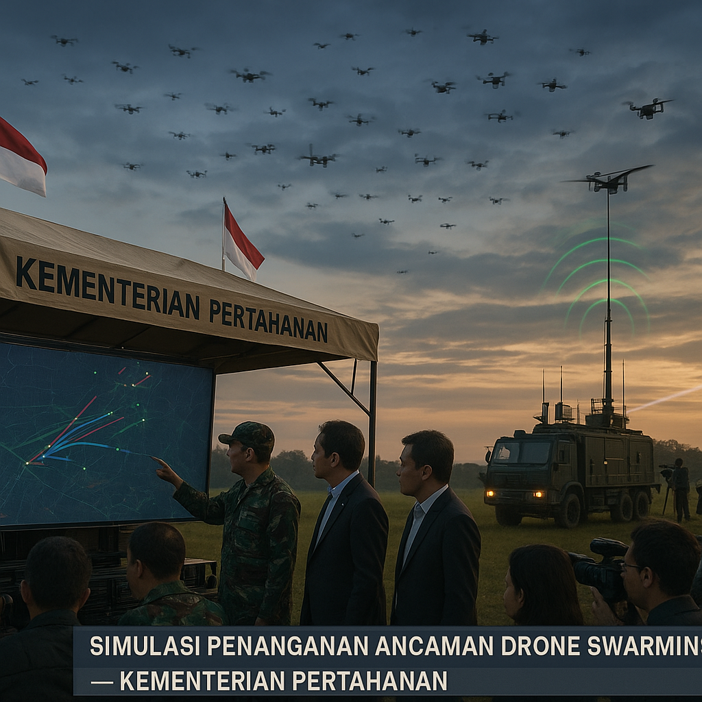 Simulasi Penanganan Ancaman Drone Swarming oleh Kementerian Pertahanan