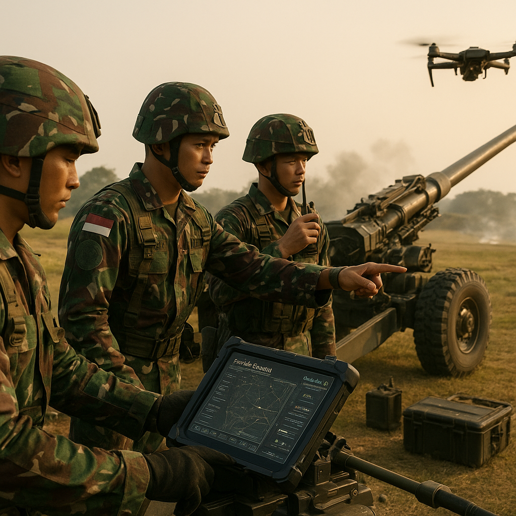 Latihan Tembak Artileri Medan dengan Sistem Digital Modern