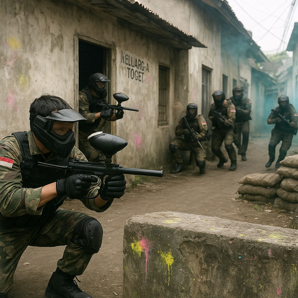 Komunitas Penggemar Militer Gelar Simulasi Perang Paintball Taktis