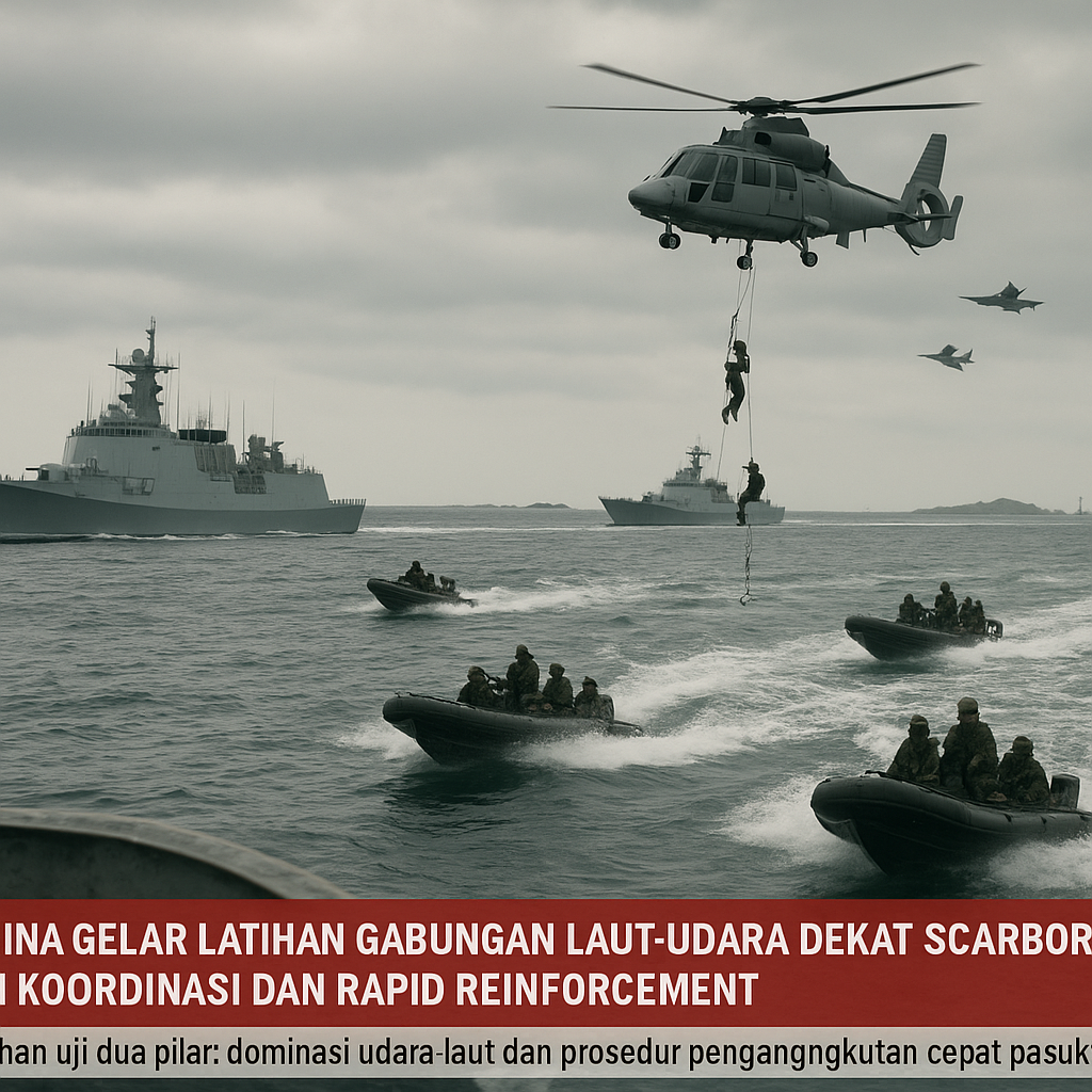 China Gelar Latihan Gabungan Laut-Udara Dekat Scarborough Shoal, Uji Koordinasi dan Rapid Reinforcement