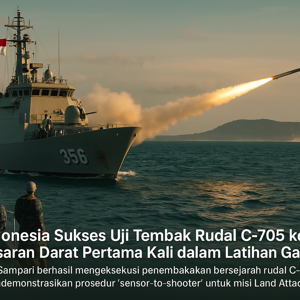 Indonesia Sukses Uji Tembak Rudal C-705 ke Sasaran Darat Pertama Kali dalam Latihan Gabungan