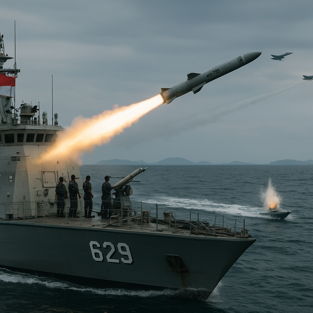 TNI AL Tembakkan Rudal C-705 dan Operasikan USV Kamikaze dalam Latihan Operasi Gabungan Tris Matra