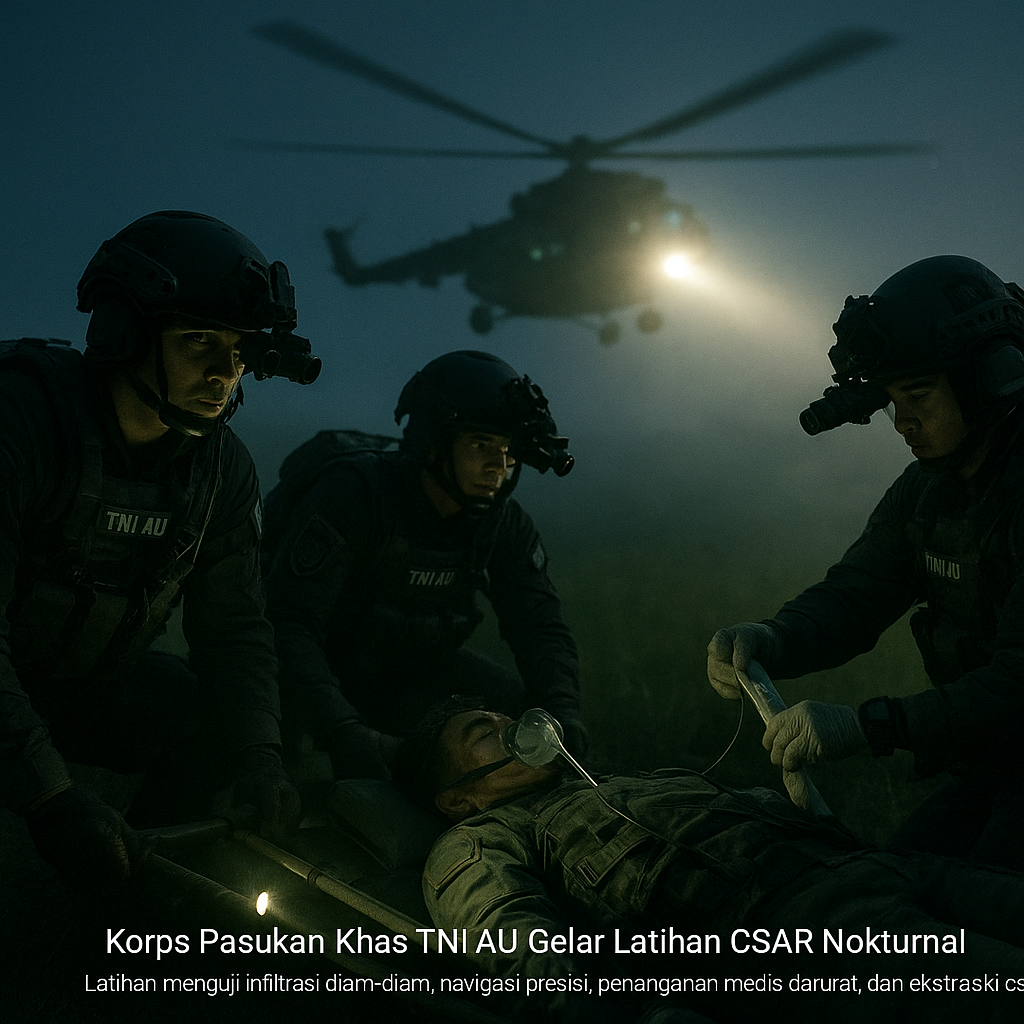 Korps Pasukan Khas TNI AU Gelar Latihan Combat Search and Rescue (CSAR) Nokturnal
