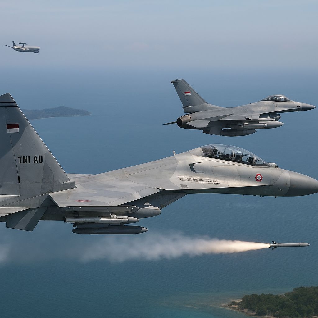 TNI AU Gelar Latihan Penembakan Rudal Jarak Jauh dengan Pesawat Sukhoi dan F-16