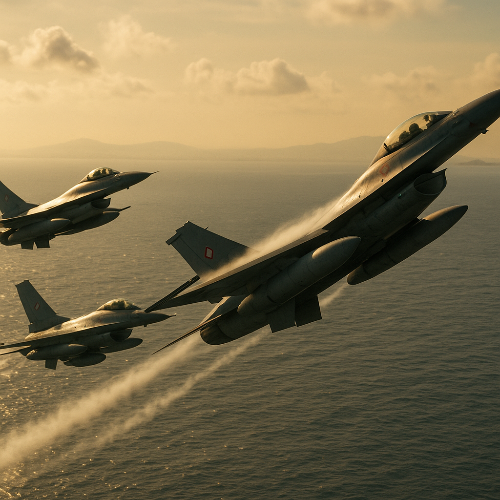 TNI AU Latih Pesawat Tempur F-16 dalam Operasi Air Combat Maneuvering di Laut Jawa