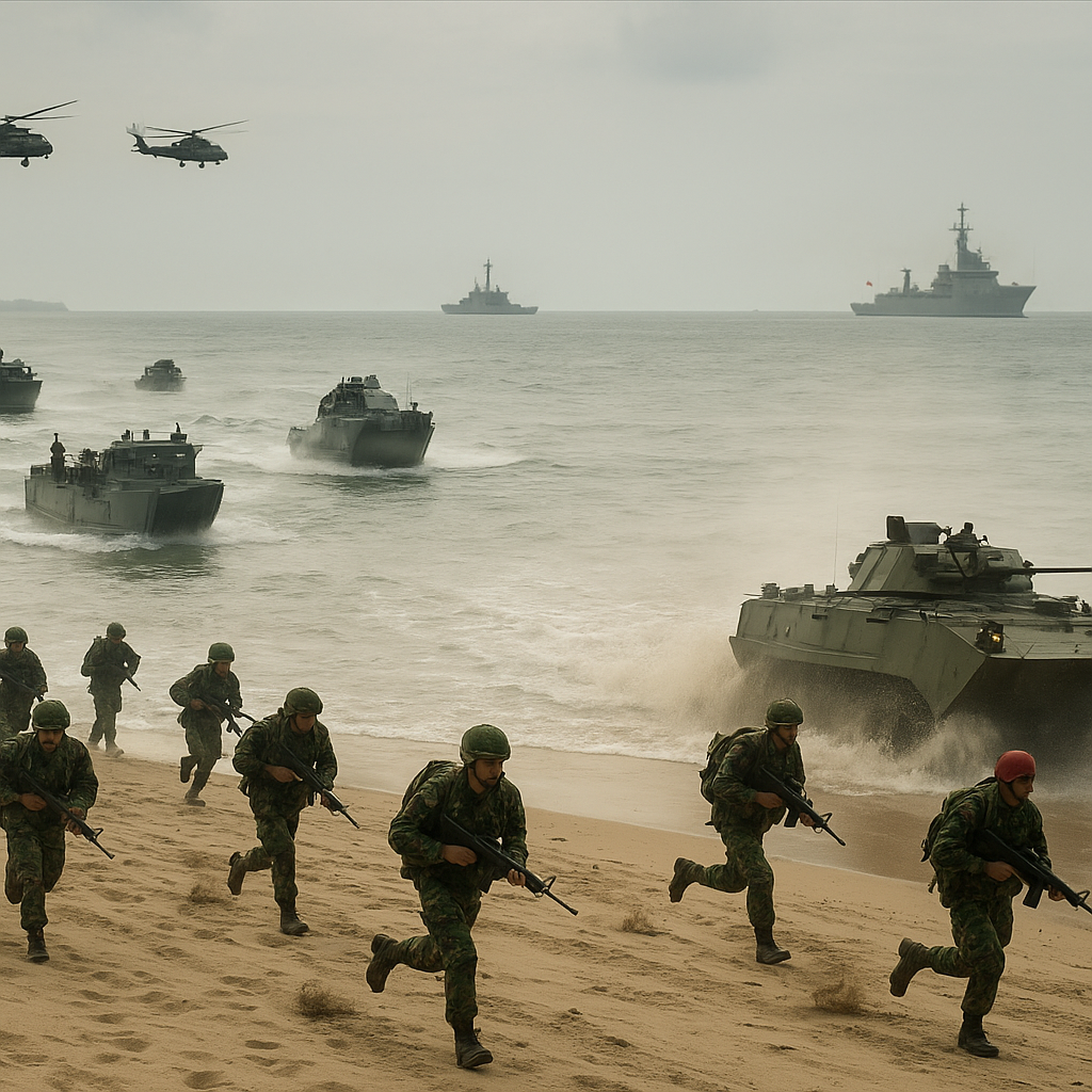 Simulasi Amphibious Assault dalam Latihan Marinir TNI AL