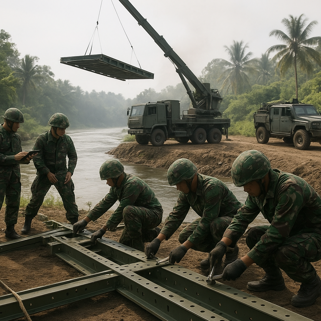 Batalyon Zeni TNI AD Latih Pembangunan Jembatan Bailey dalam Waktu Tempur
