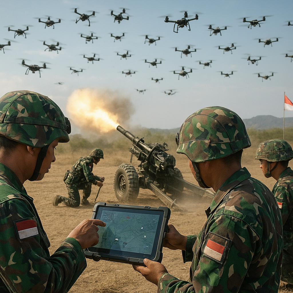 Latihan Integrasi Sistem Drone Swarm dengan Artileri Medan untuk Suppressive Fire