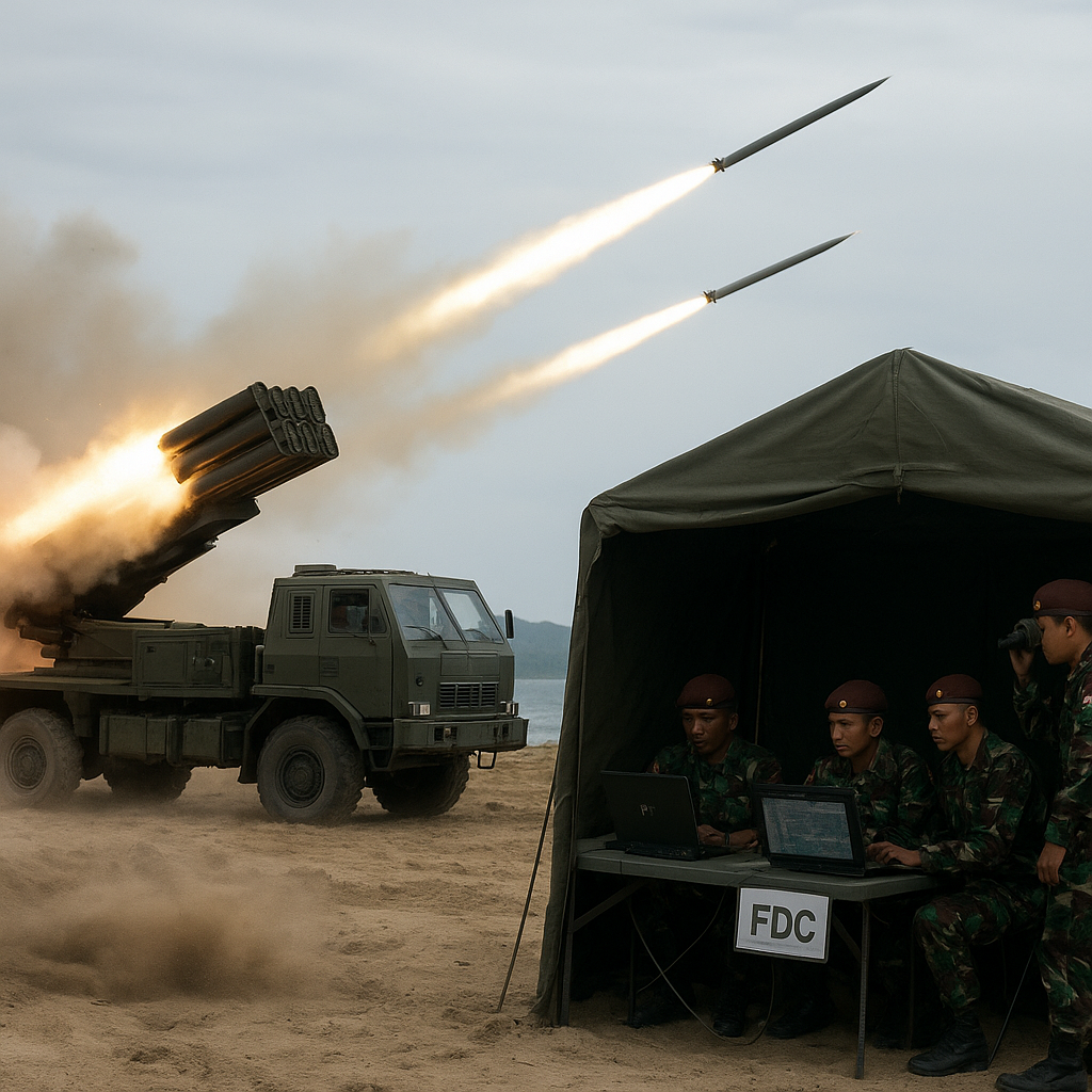Evaluasi Kinerja MLRS Korps Marinir dalam Latihan Tembakan Area Suppression