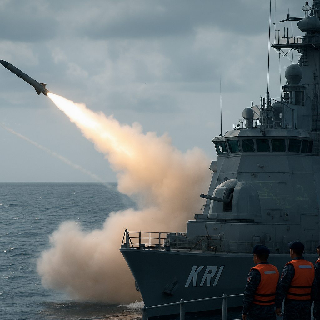 Simulasi Penangkalan Rudal oleh KRI dengan Sistem Pertahanan Udara Canggih