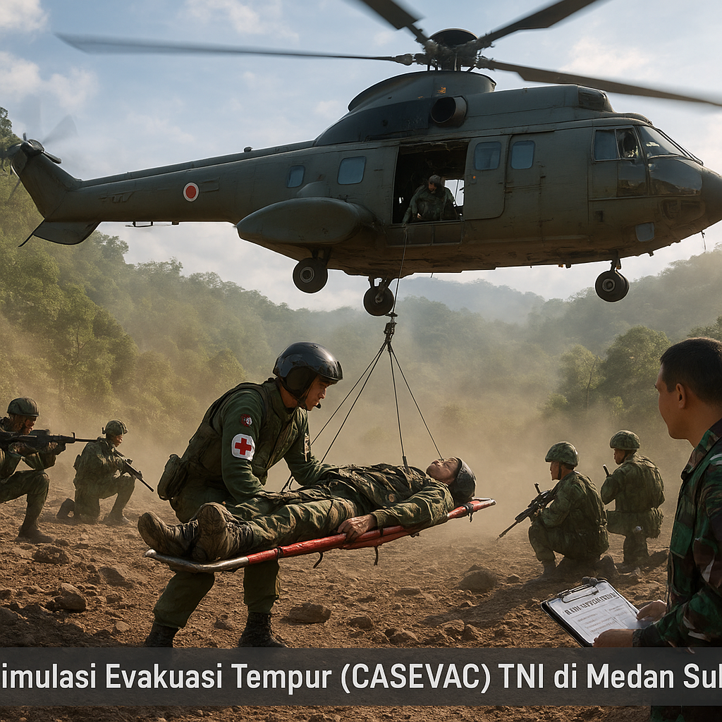 Simulasi Evakuasi Tempur (CASEVAC) TNI dengan Helikopter di Medan Sulit