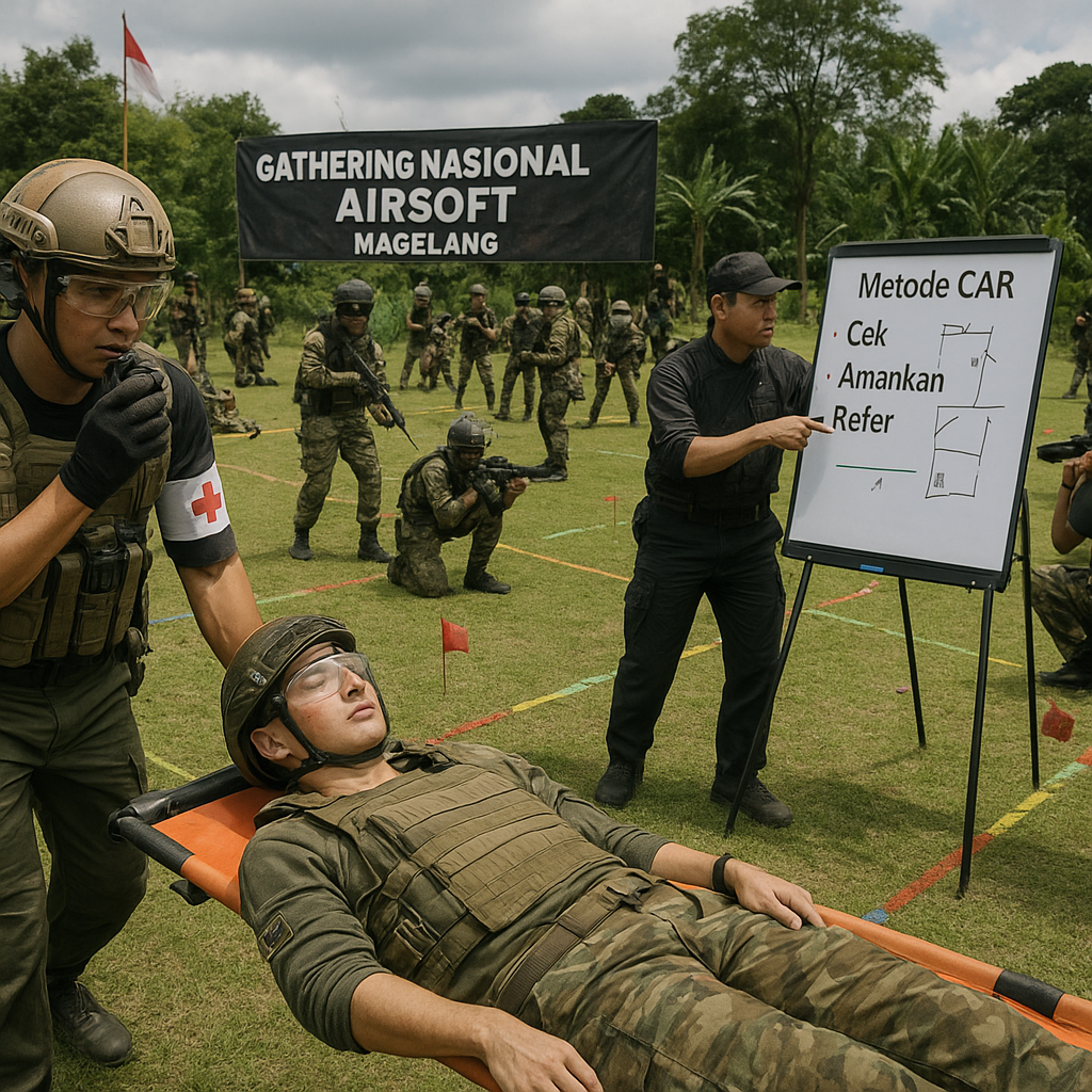 Gathering Nasional Airsoft: Latihan Kontrol Area dan Evakuasi Korban bersama Komunitas Militer