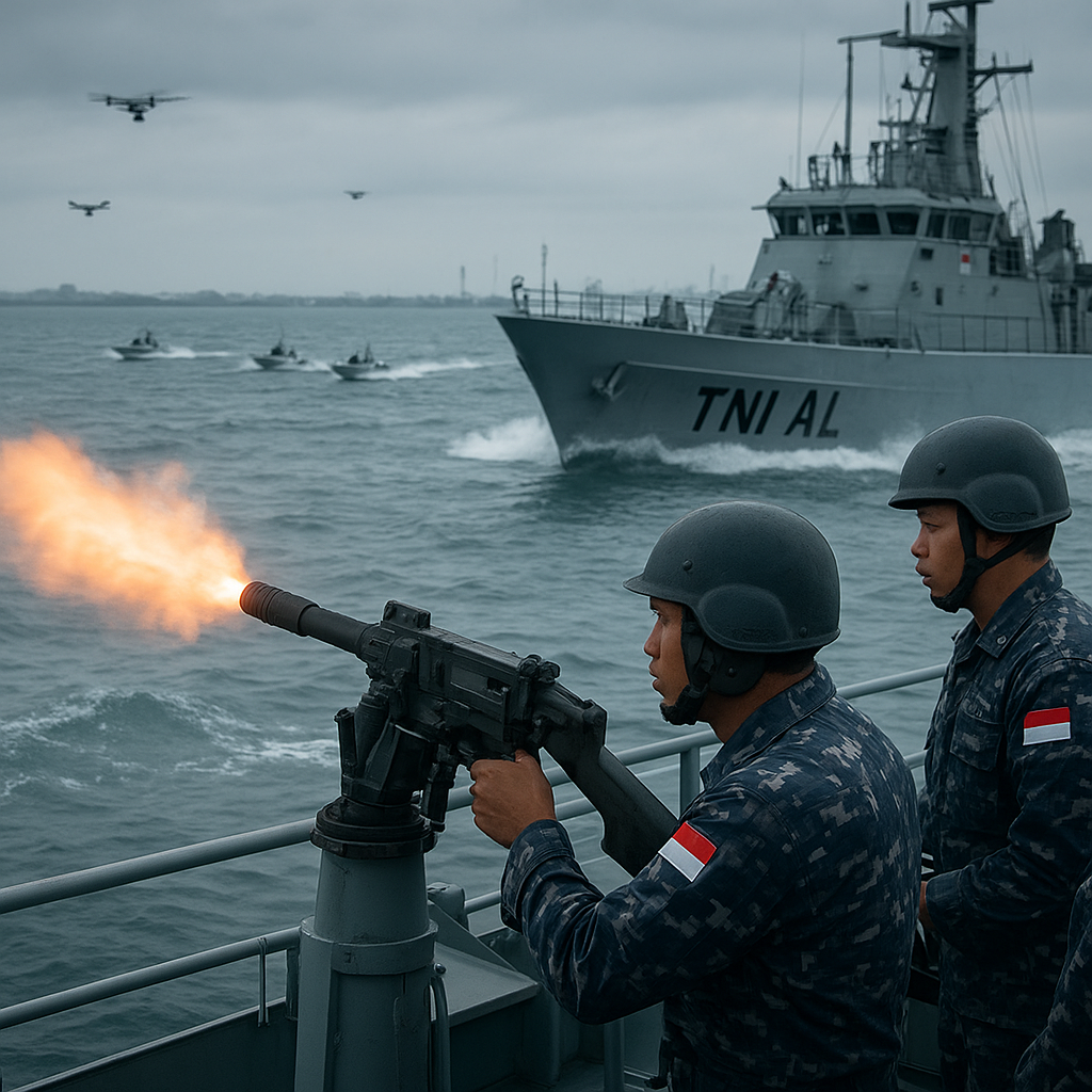 Uji Coba Sistem Pelontar Granat Otomatis pada Kapal Cepat Rudal TNI AL