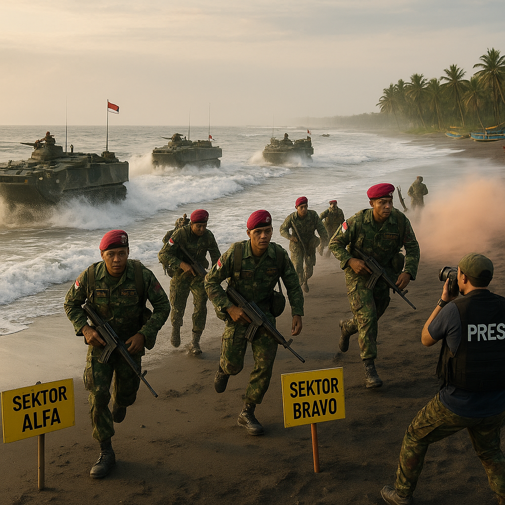 Korps Marinir Latihan Amphibious Assault di Pantai Glagah