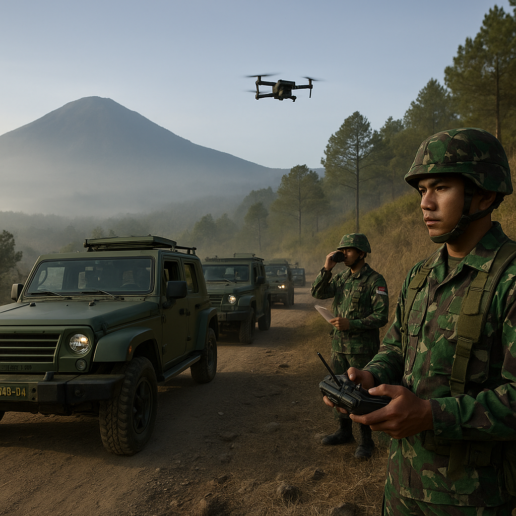 TNI AD Uji Manuver Batalyon Infanteri dengan Kendaraan Taktis di Gunung Lawu