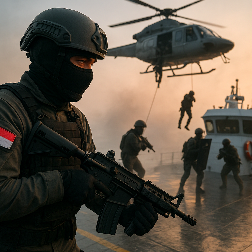 Simulasi Penanganan Terorisme oleh Pasukan Khusus Militer Indonesia: Prosedur VBSS dan CQB