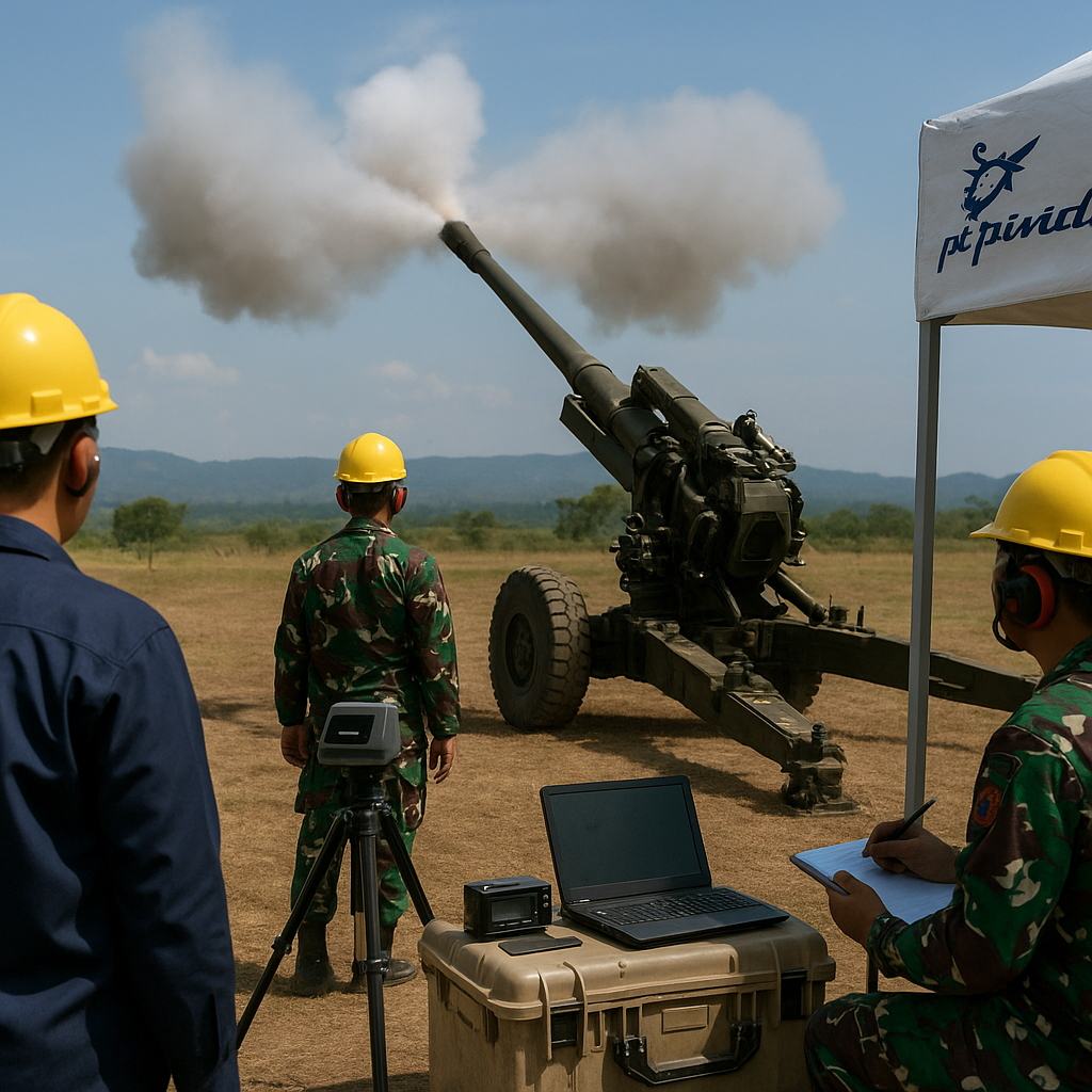 Pindad Uji Coba Amunisi Artileri Taktis untuk Meriam 155 mm di Puslatpur Malang