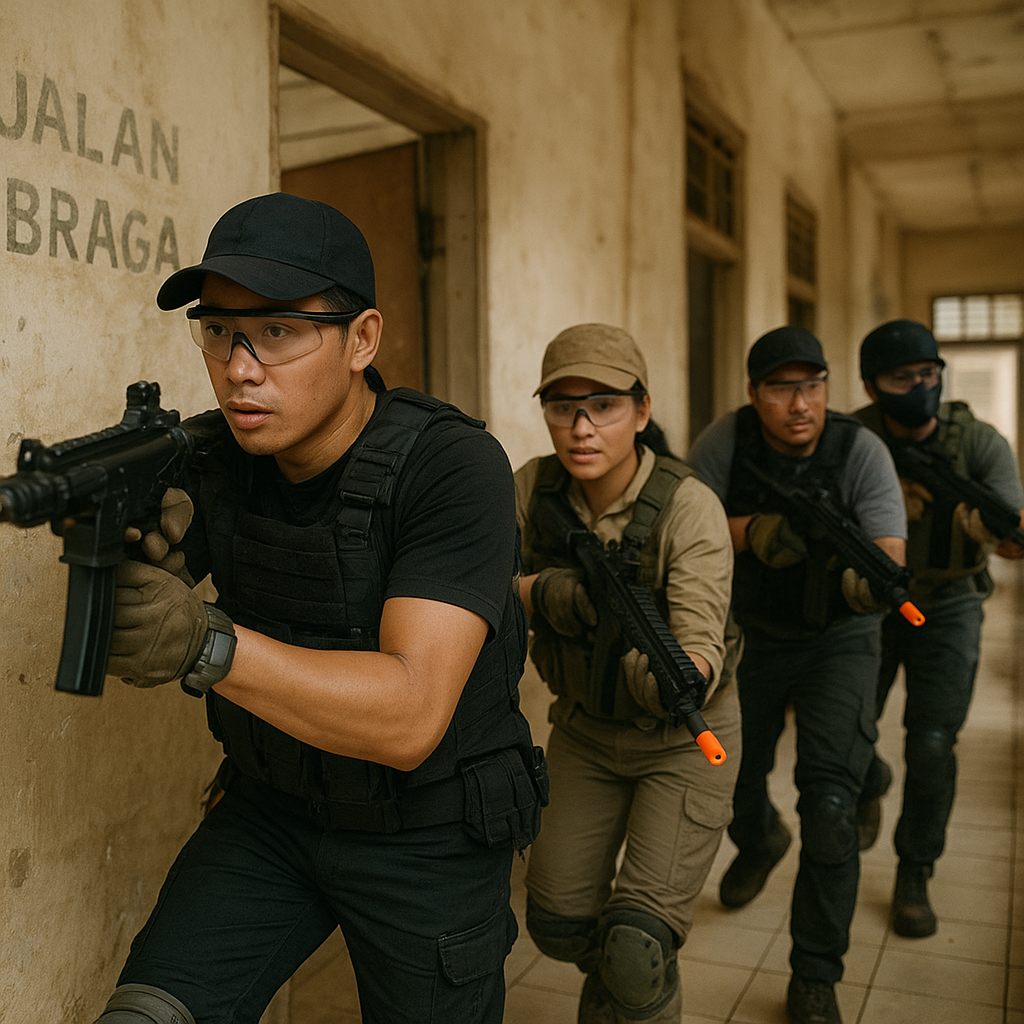 Komunitas Airsoft Bandung Gelar Simulasi Taktik CQB dengan Skema Ruang Terbatas