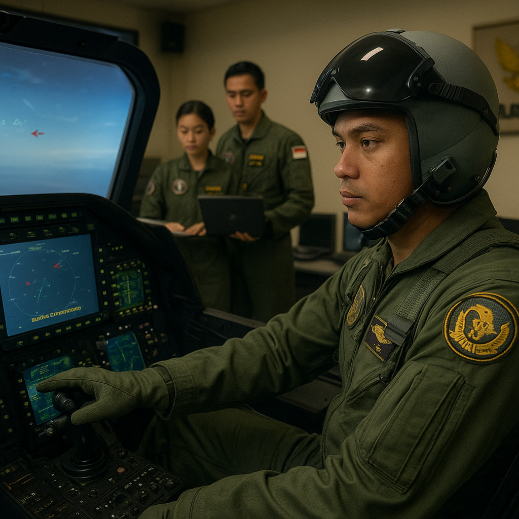 Simulasi Tempur Udara TNI AU dengan Simulator F-16 di Lanud Iswahjudi