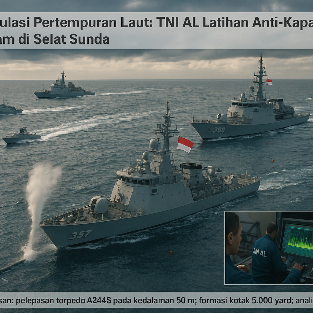 Simulasi Pertempuran Laut: TNI AL Latihan Anti-Kapal Selam di Selat Sunda