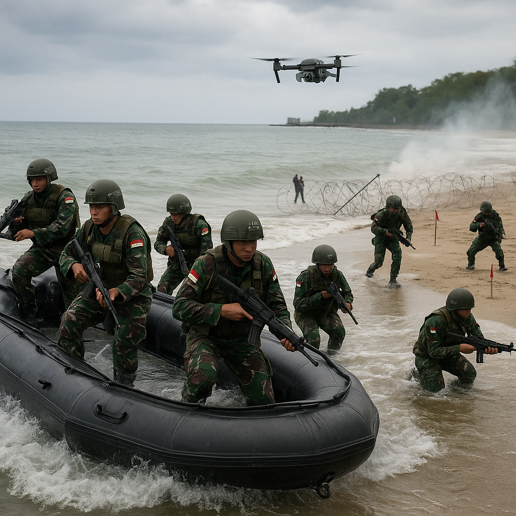 Simulasi Operasi Amfibi: Marinir TNI AL Latihan Pendaratan di Banyuwangi