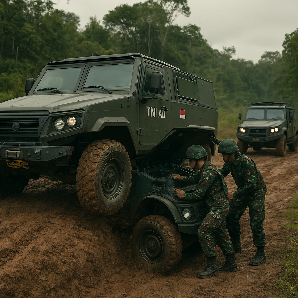 TNI AD Uji Coba Kendaraan Taktis Maung 6x6 untuk Patroli Perbatasan