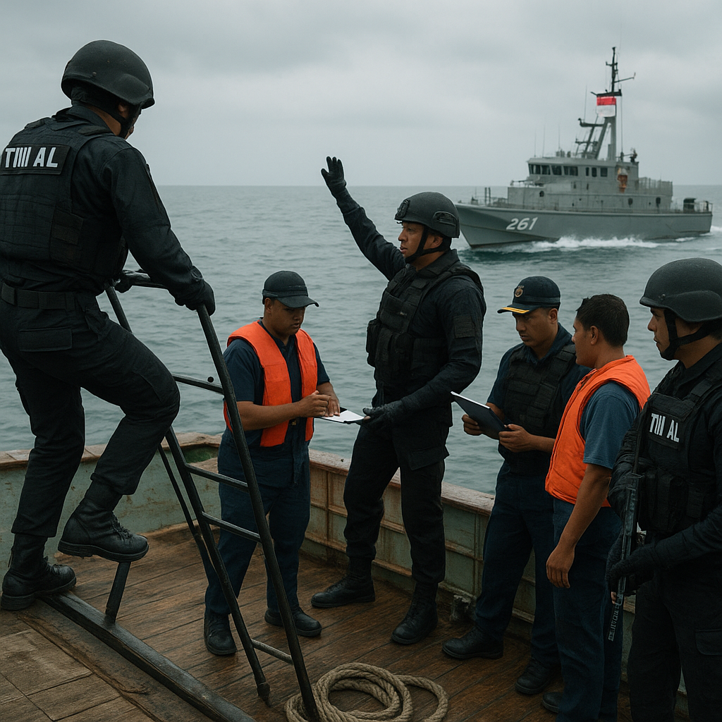 TNI AL Laksanakan Prosedur Boarding dan Penangkapan di Laut Natuna Utara