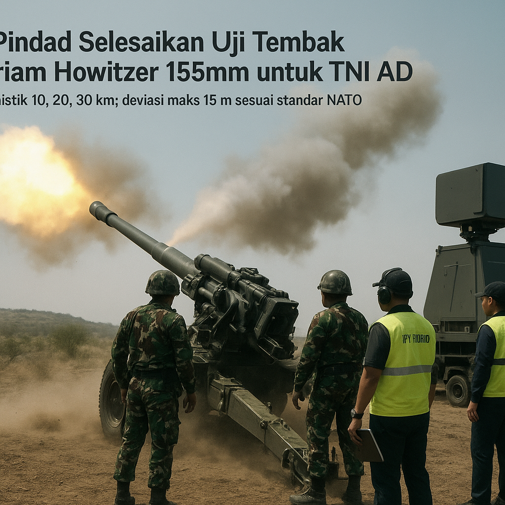 PT Pindad Selesaikan Uji Tembak Meriam Howitzer 155mm untuk TNI AD