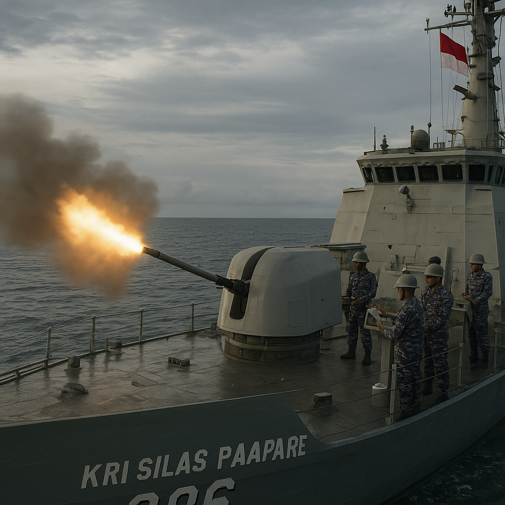 Latihan Menembak KRI Silas Papare-386 di Laut Natuna Utara Tingkatkan Kesiapsiagaan TNI AL