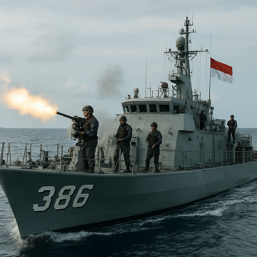 Kapal Perang TNI AL Gelar Latihan Menembak di Laut Natuna Utara