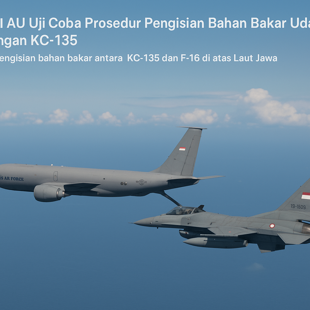 TNI AU Uji Coba Prosedur Pengisian Bahan Bakar Udara dengan KC-135