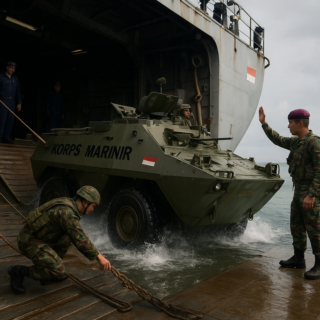 Korps Marinir TNI AL Latih Amphibious Raid dengan Kendaraan Amfib Anoa