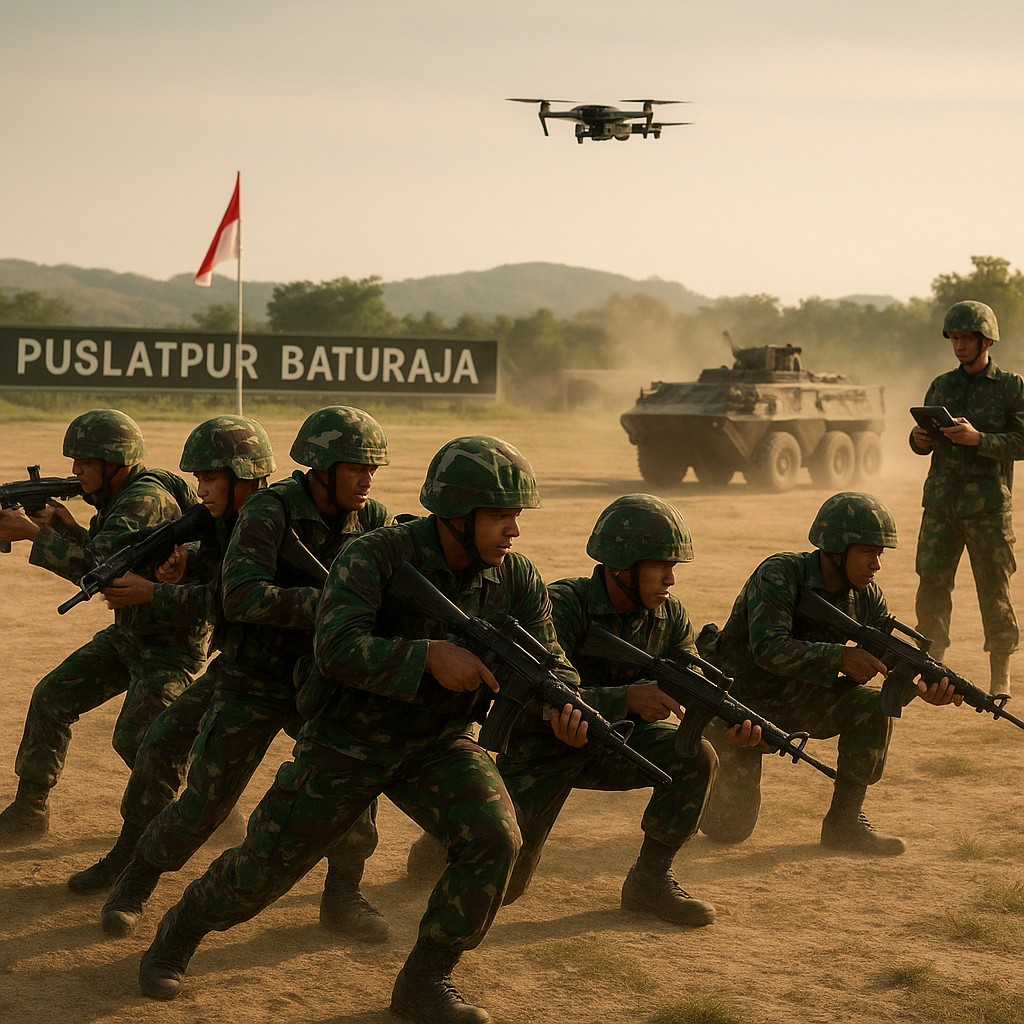 TNI AD Gelar Latihan Taktis Penerobosan Pertahanan Lawan dengan Formasi Baji di Puslatpur Baturaja