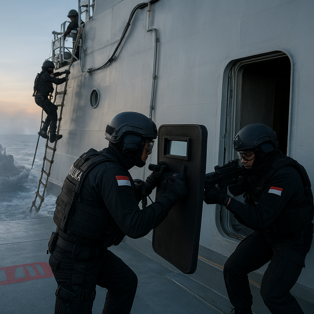 Simulasi Penyerbuan Kapal oleh Denjaka: Prosedur VBSS dalam Latihan Amphibi