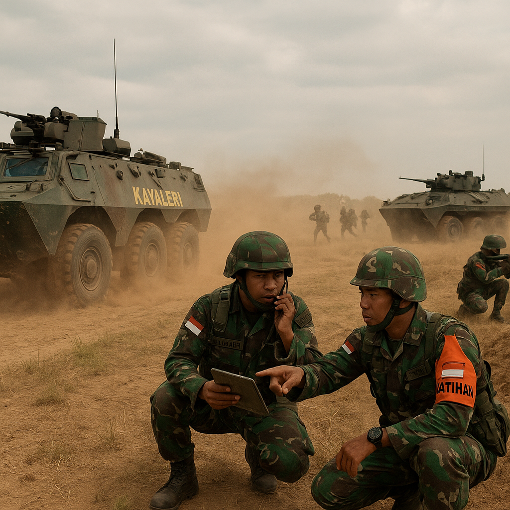 Kavaleri TNI AD Latih Mobile Defense dengan Kendaraan Tempur Anoa dan Harimau