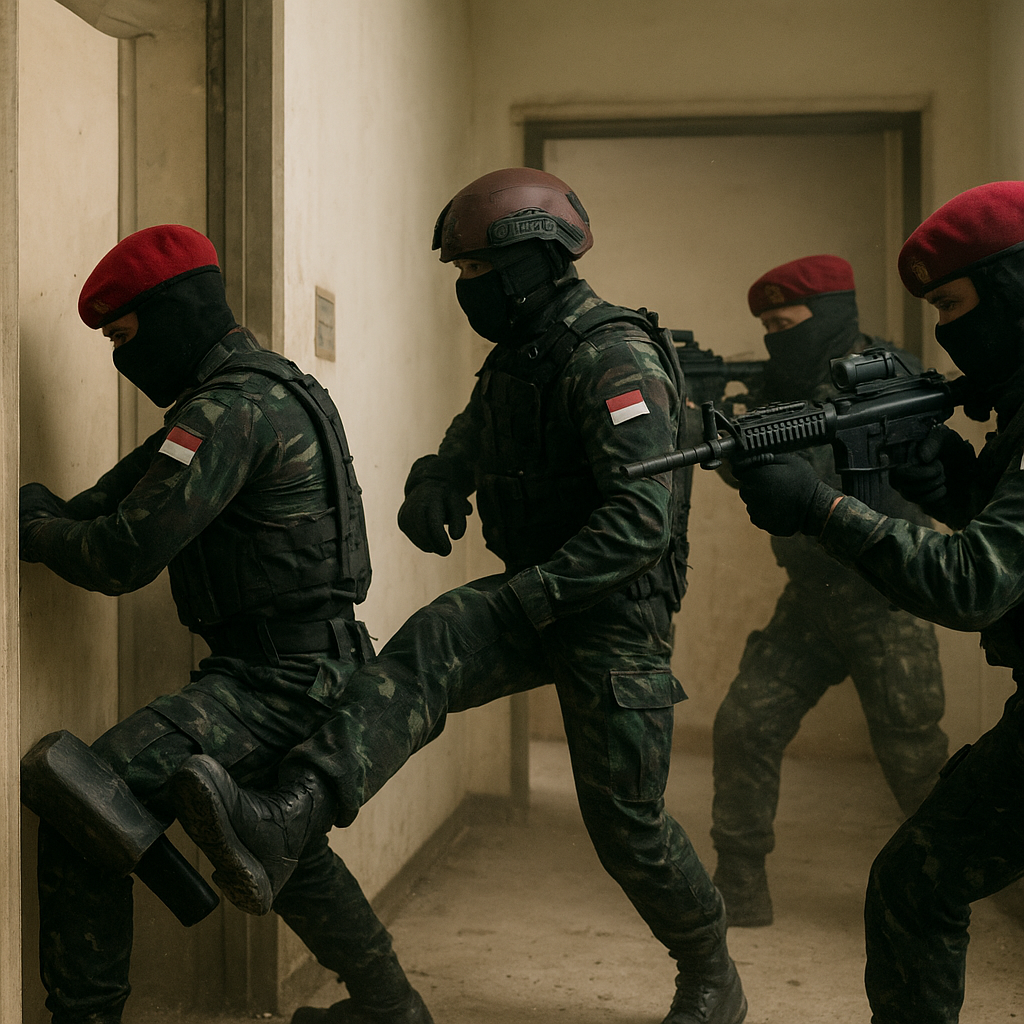 Kopassus Latih Metode CQB (Close Quarters Battle) untuk Penyerbuan Gedung