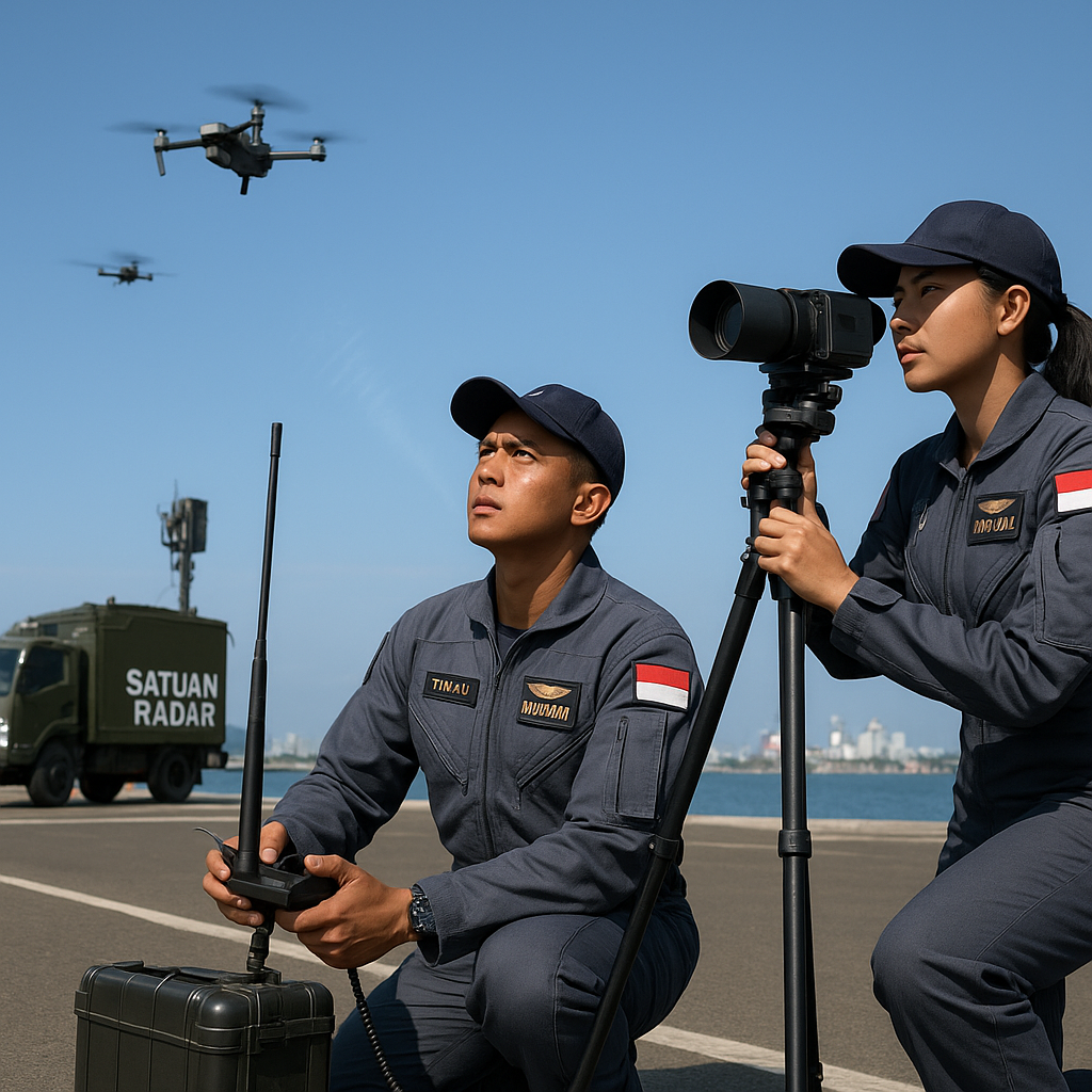Latihan Simulasi Anti-Drone oleh Satuan Radar TNI AU di Makassar
