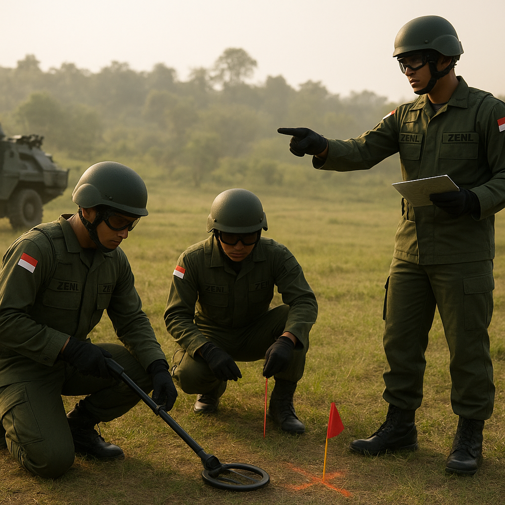 Simulasi Penanganan Ranjau Darat oleh Zeni TNI AD