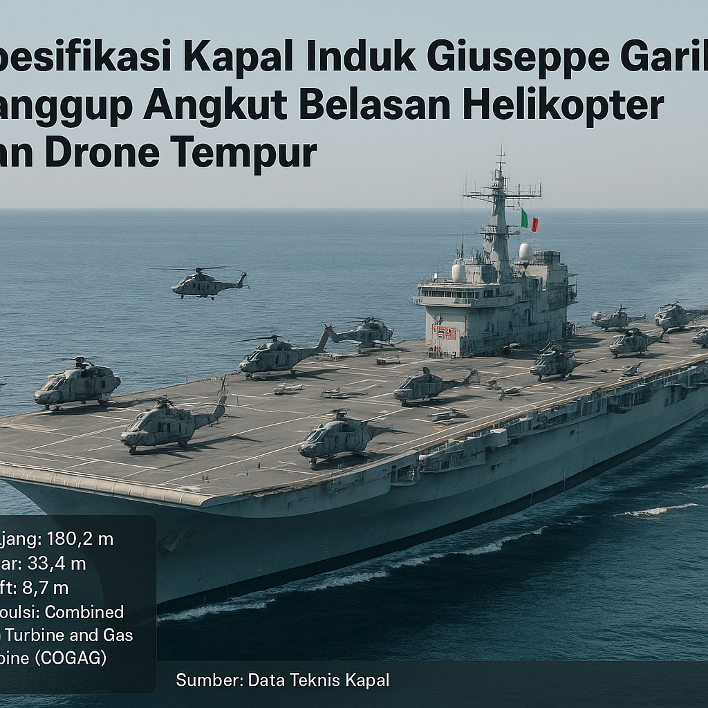 Spesifikasi Kapal Induk Giuseppe Garibaldi, Sanggup Angkut Belasan Helikopter dan Drone Tempur