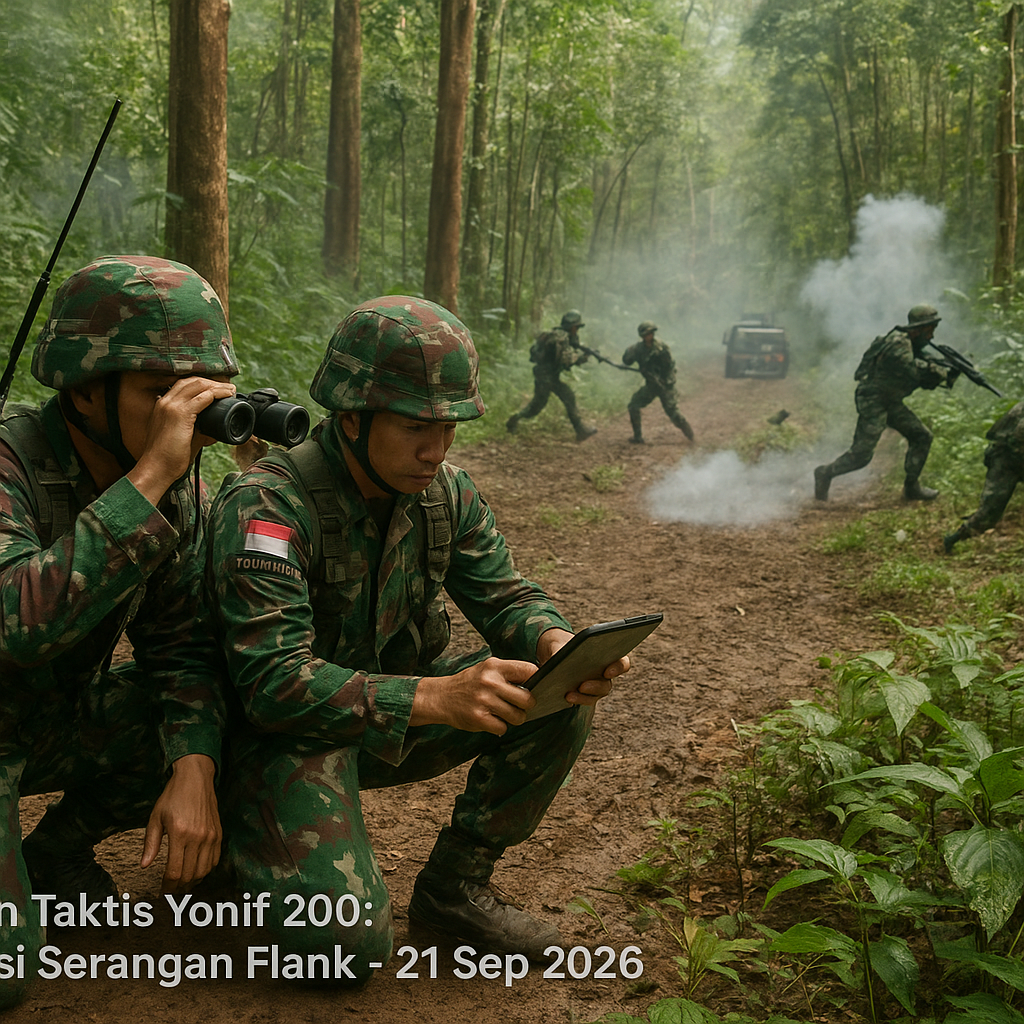 Latihan Taktis Yonif 200: Simulasi Serangan Flank dengan Manuver Pincer di Hutan Tropis