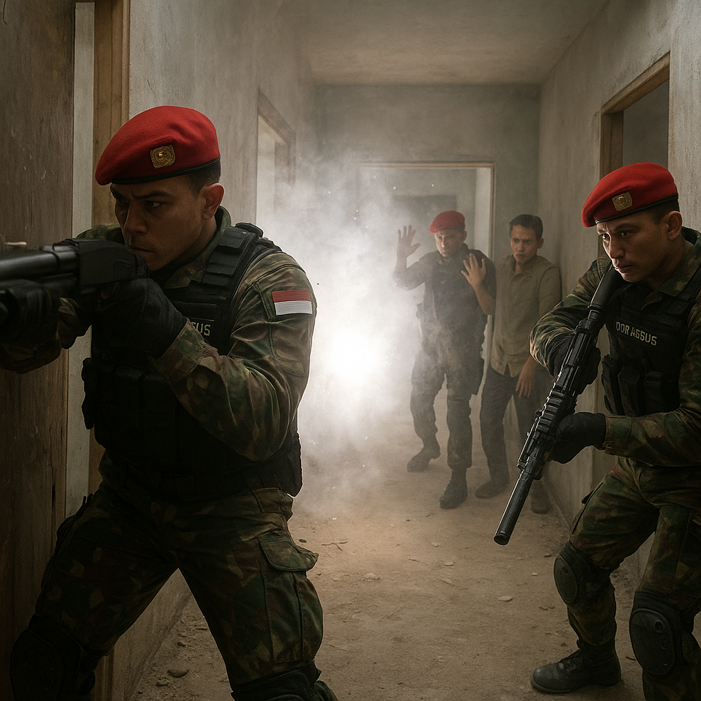 Simulasi Pertempuran Jarak Dekat (CQB) Kopassus: Teknik Entry dan Clearance Ruangan