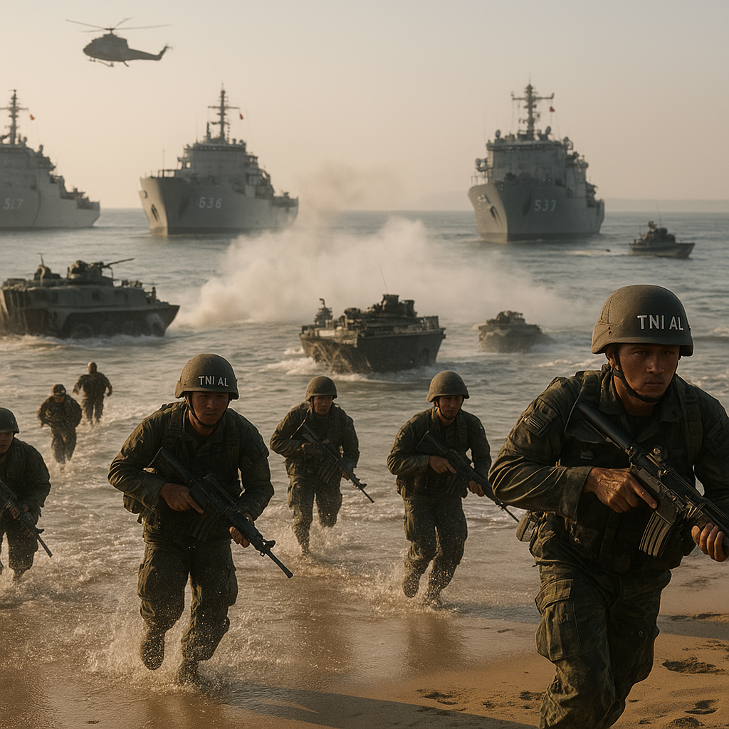 TNI AL Latihan Pendaratan Amfibi di Pantai Lampung: Tahapan Beach Assault dan Consolidation