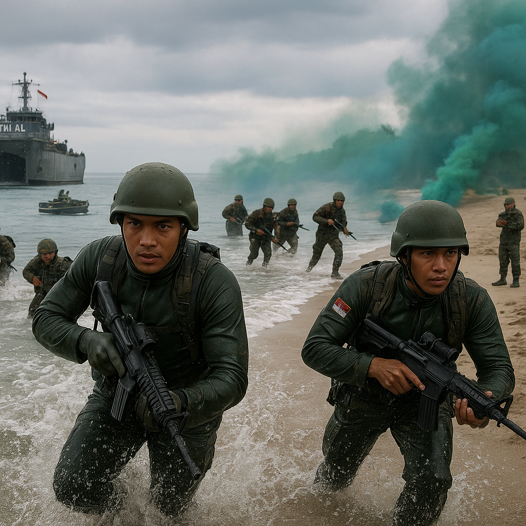 Simulasi Pendaratan Amfibi TNI AL di Pantai Lampung: Prosedur Gelombang Kejut