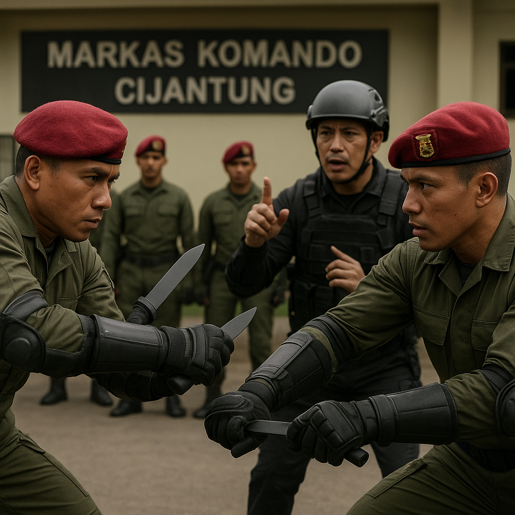 Latihan Penanggulangan Teror Knife Combat oleh Kopassus di Cijantung