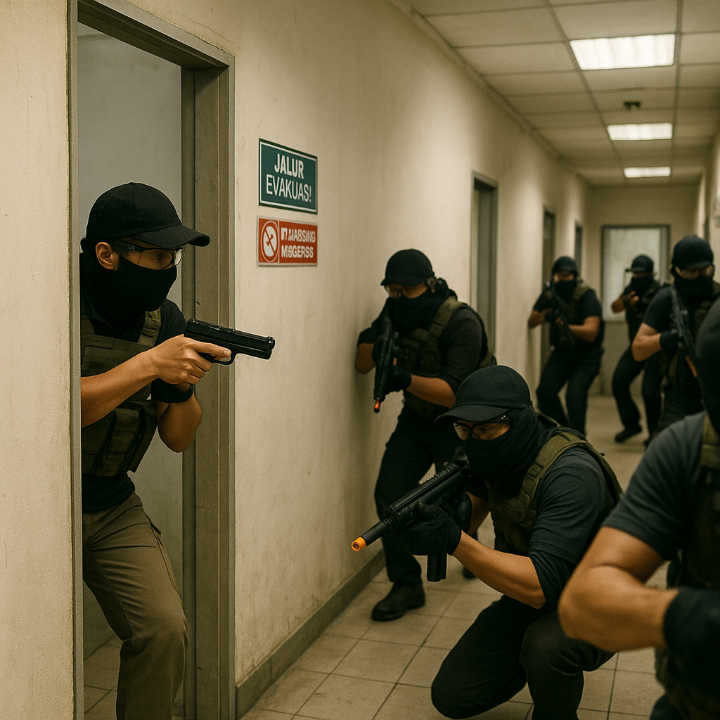 Komunitas Milita Simulasi Airsoft Gelar Latihan CQB di Jakarta