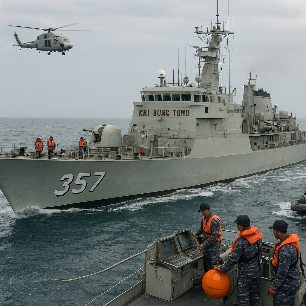 KRI Bung Tomo-357 Laksanakan Latihan Manuver Taktis Anti-Kapal Selam di Laut Jawa